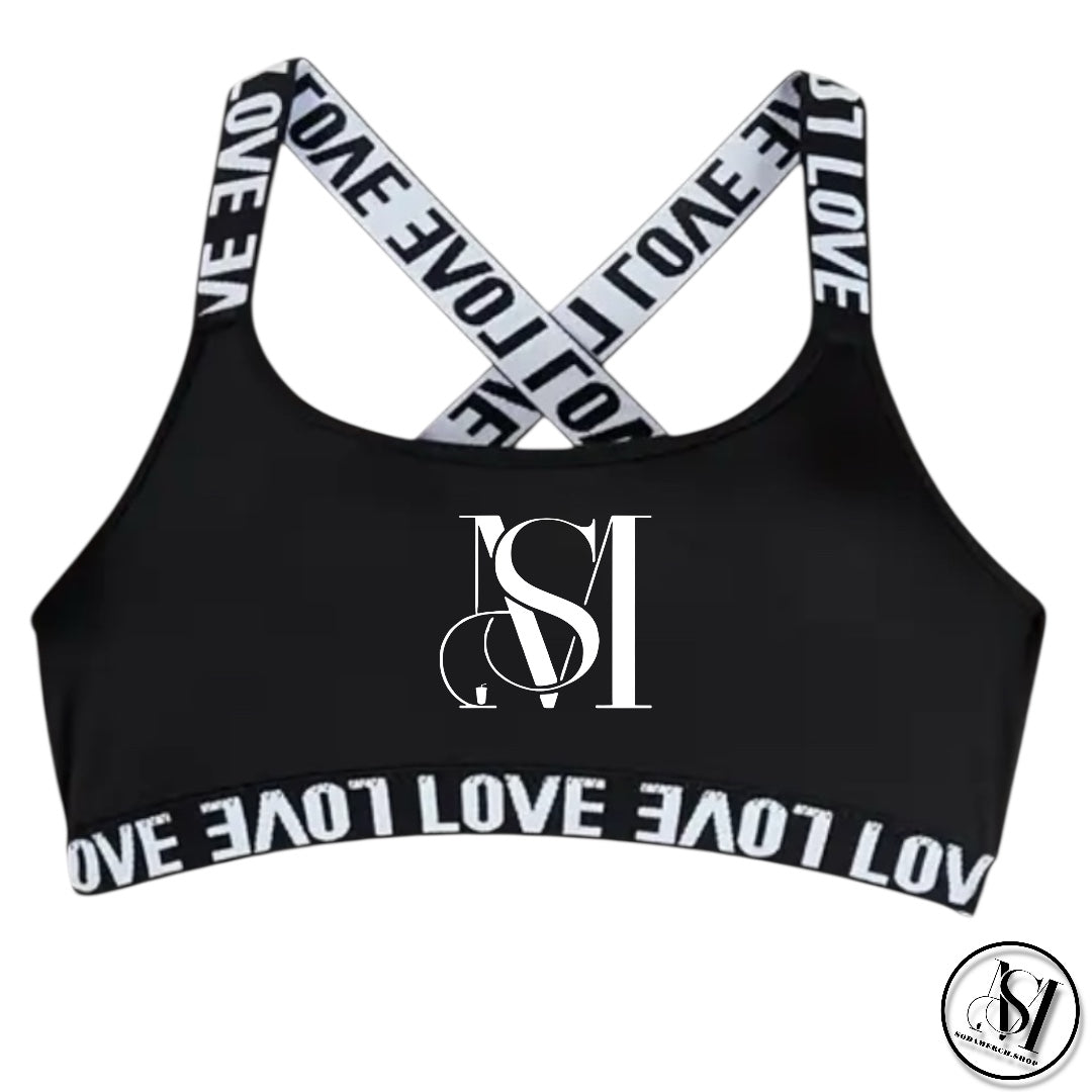 “NEW” Criss Cross Back LOVE Print Sports Bra