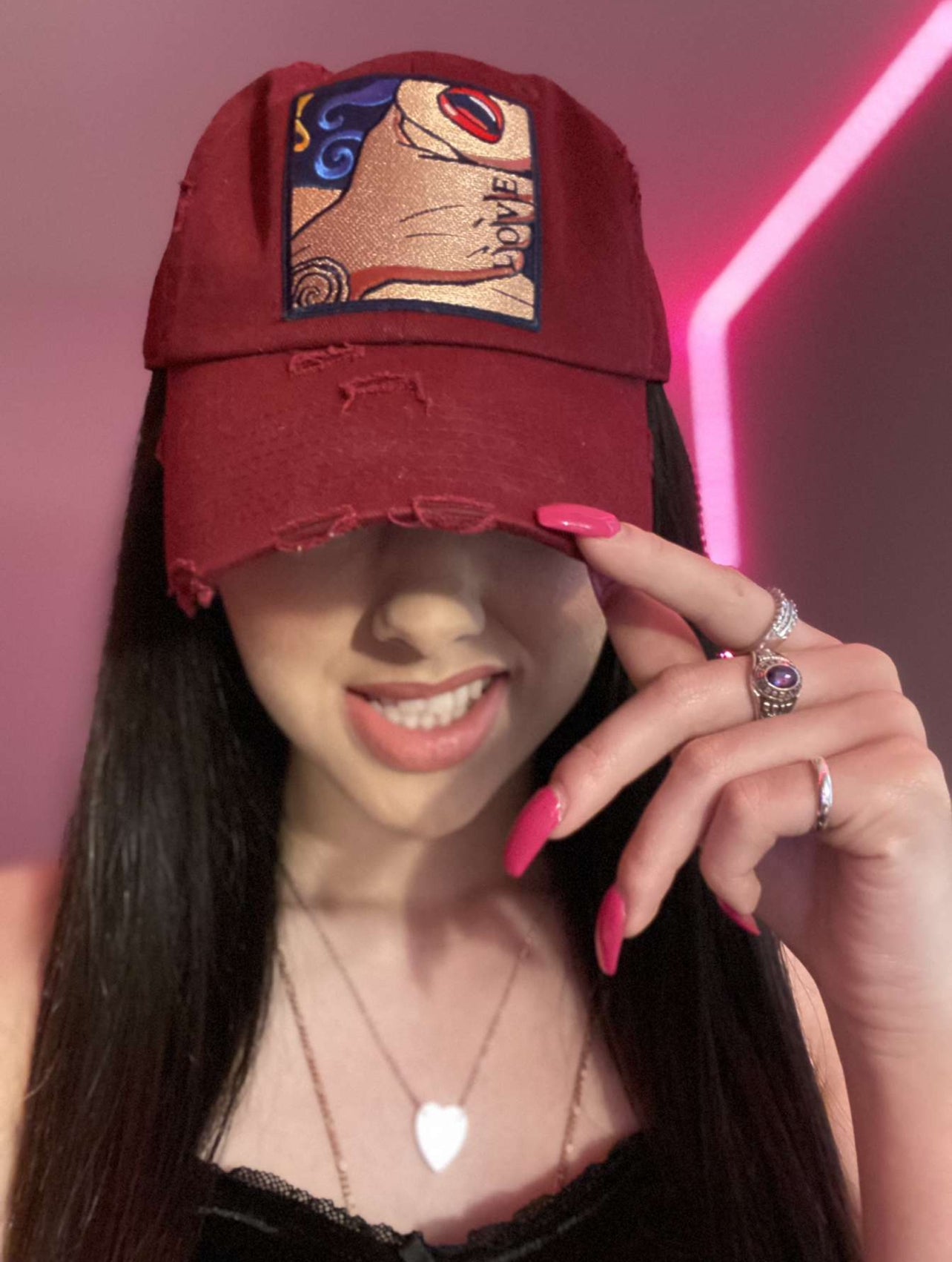 Burgundy LOVE Dad Hat