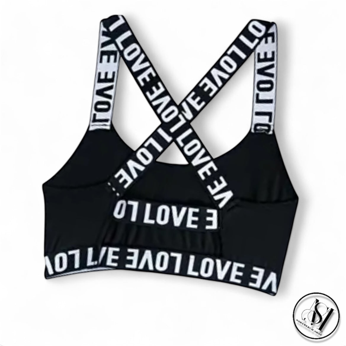 “NEW” Criss Cross Back LOVE Print Sports Bra